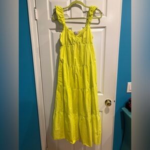 French Violet Boutique strap tiered long dress bright yellow M